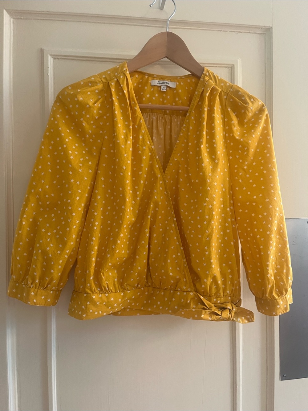 Madewell Yellow Star Wrap Blouse